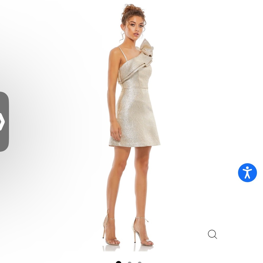 Mac Duggal Gold One-Shoulder Mini Dress